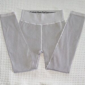 Calvin Klein Performance High Waisted Leggings in Ribbed Gray EUC M